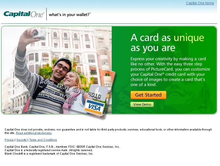 Capital One PictureCard mini-site